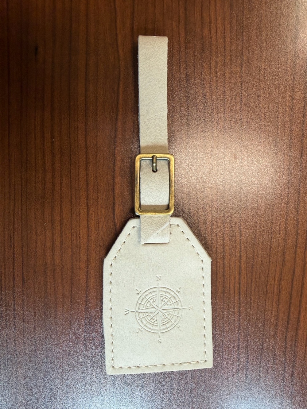 Portland Leather Cream Leather Luggage Tag with Gold Buckle - Women's Accessory
